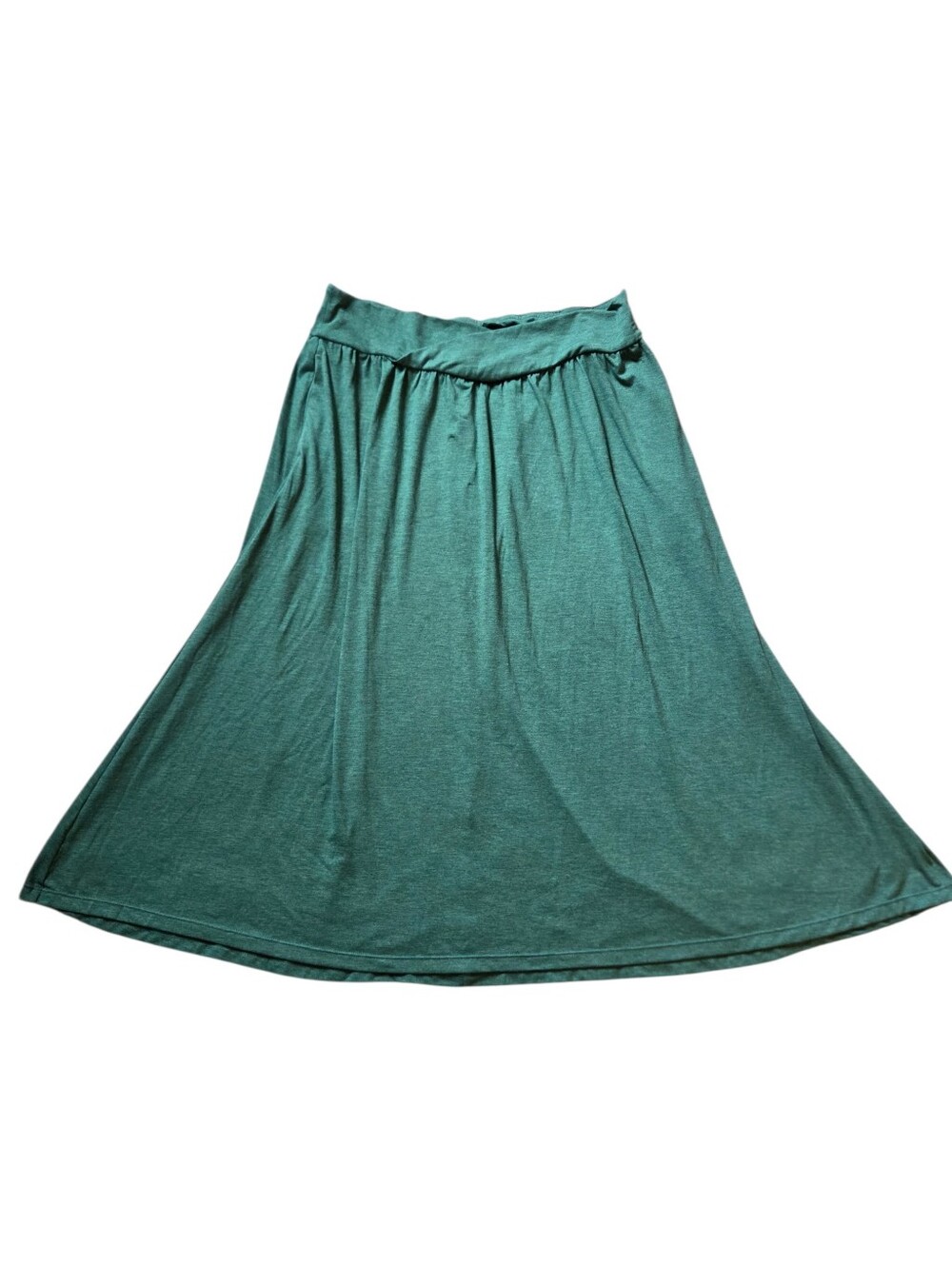High Waisted Crossover Flowy Midi Casual Skirt with Pockets NWT Women's XL Green